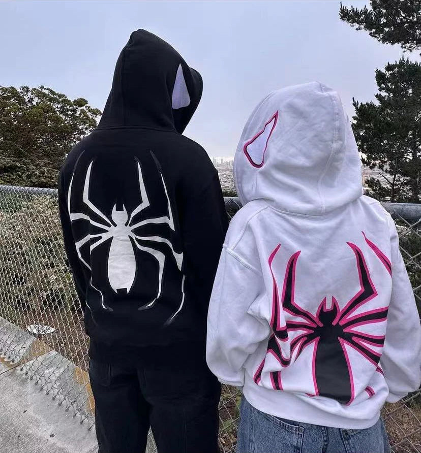 Harajuku Fashion Y2K Oversized Coat Personality Spider Print Women's