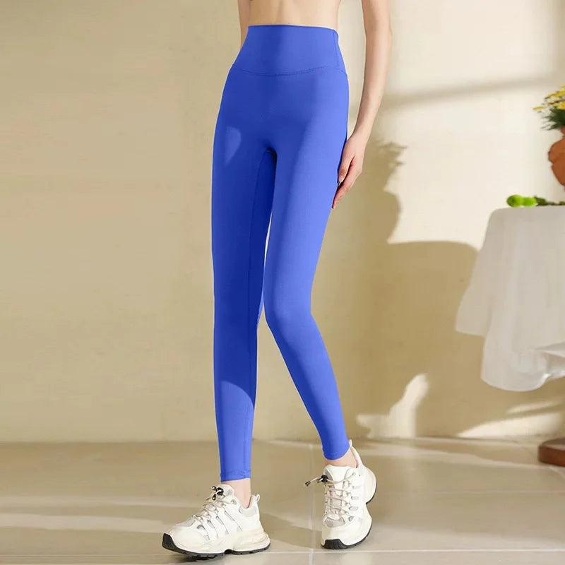 Women High Waist Yoga Leggings Nude Soft Breathable Tummy Control Skinny Pants Gym Running Pilates Fitness Sports Tights