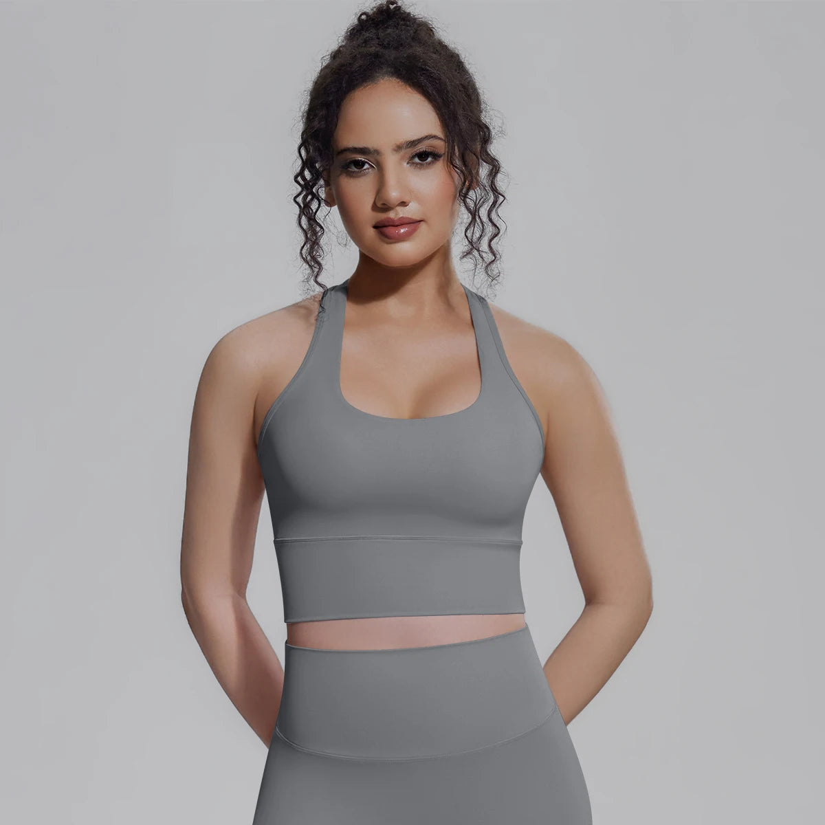 Woman Workout Top Yoga Vest Solid Color Gather Shockproof Sports Bra Beautiful Back I-shaped Vest Gym Running Yoga Underwear