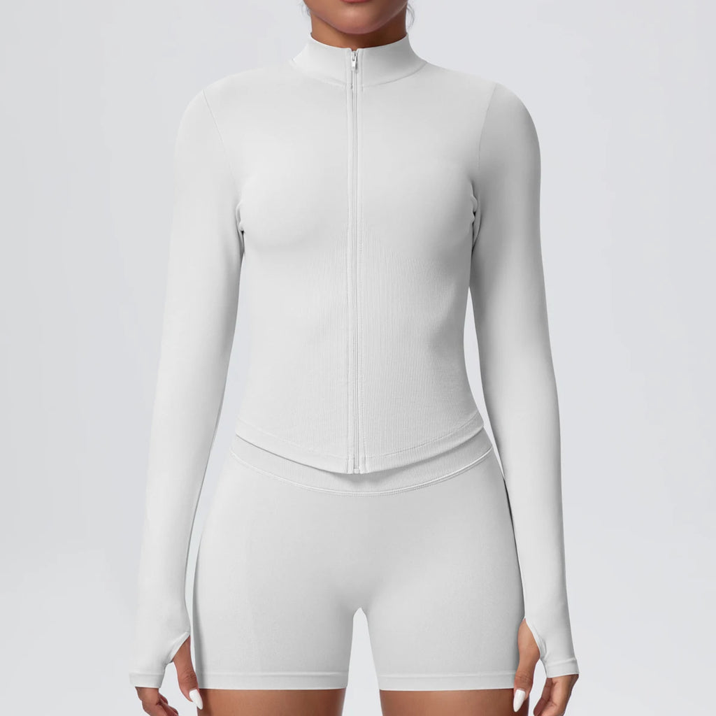 Yoga Long Sleeved for Woman 1PC Summer Running Shirts Solid Color Yoga Zipper Long Sleeves Zipper Jacket Women Fitness Yoga Top