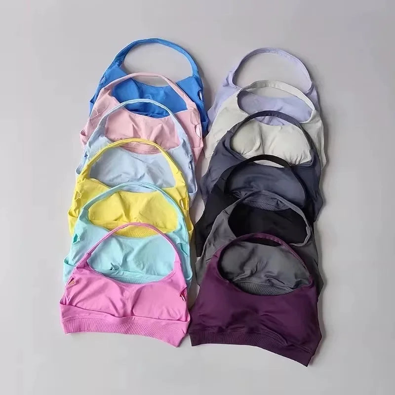 Women Halter Open‑Back Seamless Summer Set Breathable Sculpt Top High‑Waist Peach Biker Shorts 2‑Piece Yoga Gym Running Outfit