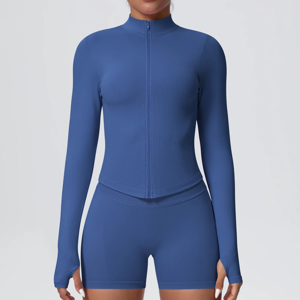 Yoga Long Sleeved for Woman 1PC Summer Running Shirts Solid Color Yoga Zipper Long Sleeves Zipper Jacket Women Fitness Yoga Top