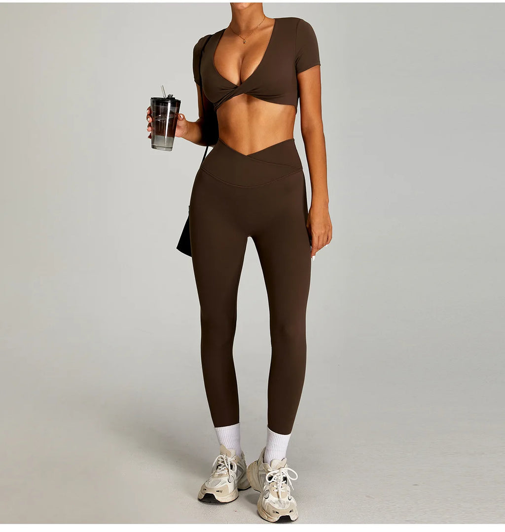 Sexy Sports Shirts Breathable Short Sleeves Workout Tops Fitness Female Backless Yoga Clothing Sport Crop Tops Women Gym Top