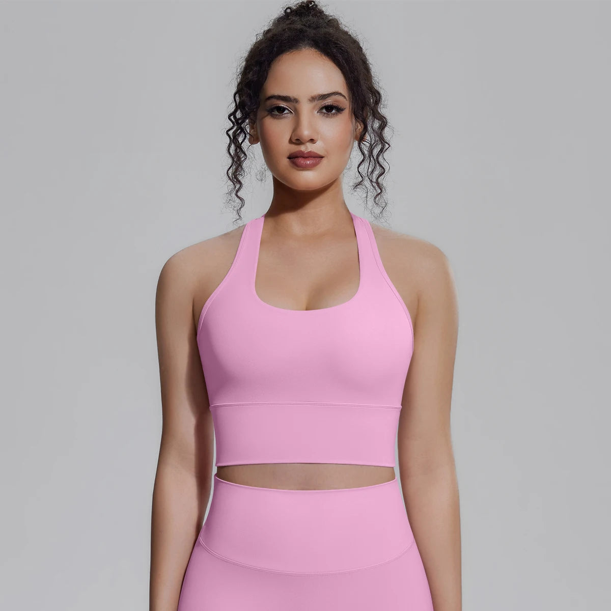 Woman Workout Top Yoga Vest Solid Color Gather Shockproof Sports Bra Beautiful Back I-shaped Vest Gym Running Yoga Underwear