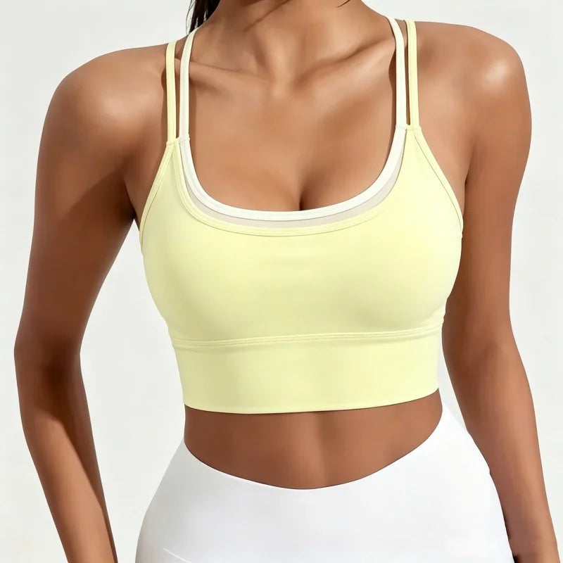 Women Push Up Yoga Bra Breathable Beauty Back Crop Top Wireless Sports Bra Short Vest for Running Gym Fitness Workout