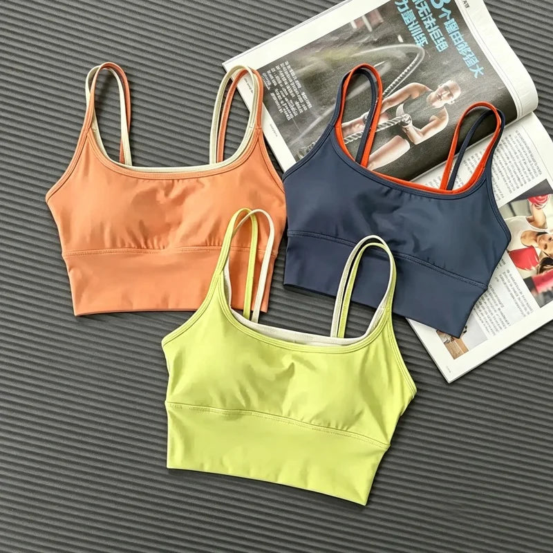 Women Push Up Yoga Bra Breathable Beauty Back Crop Top Wireless Sports Bra Short Vest for Running Gym Fitness Workout