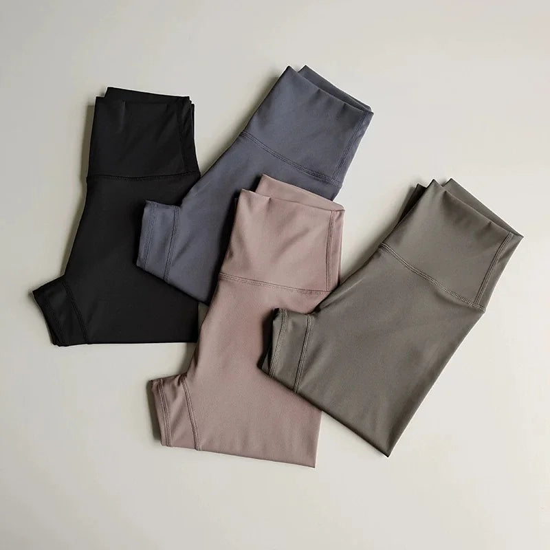Women High Waist Yoga Leggings Nude Soft Breathable Tummy Control Skinny Pants Gym Running Pilates Fitness Sports Tights