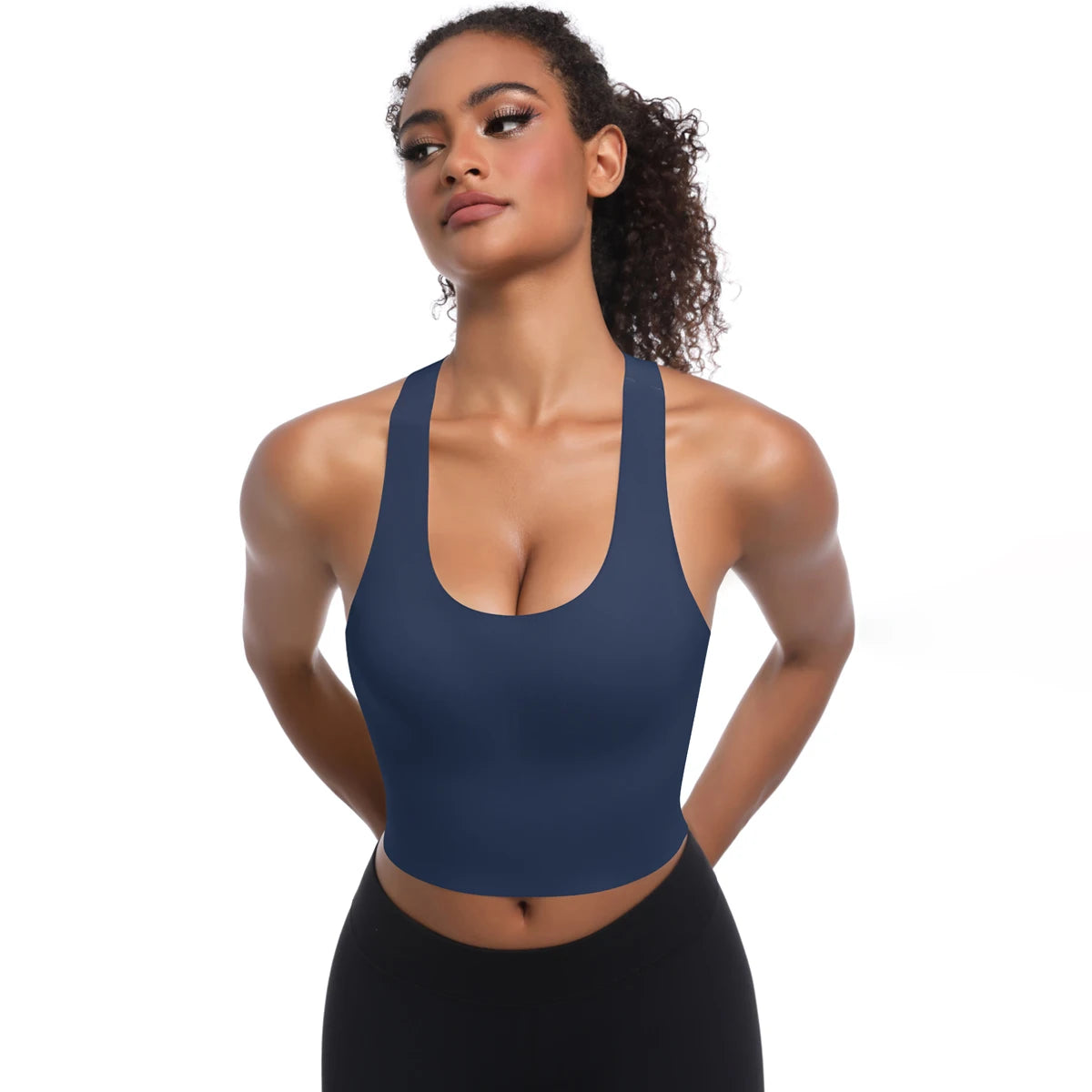 Solid Color Sexy Beautiful Back Yoga Vest Summer Gym Running Shockproof Workout Top Sports Seamless Cross Bra for Woman