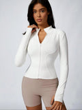 Fitfemme Women's Slim Fit Full - Zip Long - Sleeve Quick - Dry Breathable Athletic Workout Jacket