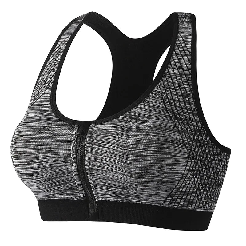 Women Sports Bra Front Zipper Sports Bra Breathable Shock-proof Underwear High Impact Yoga Bra Running Vest Fitness Workout Tops
