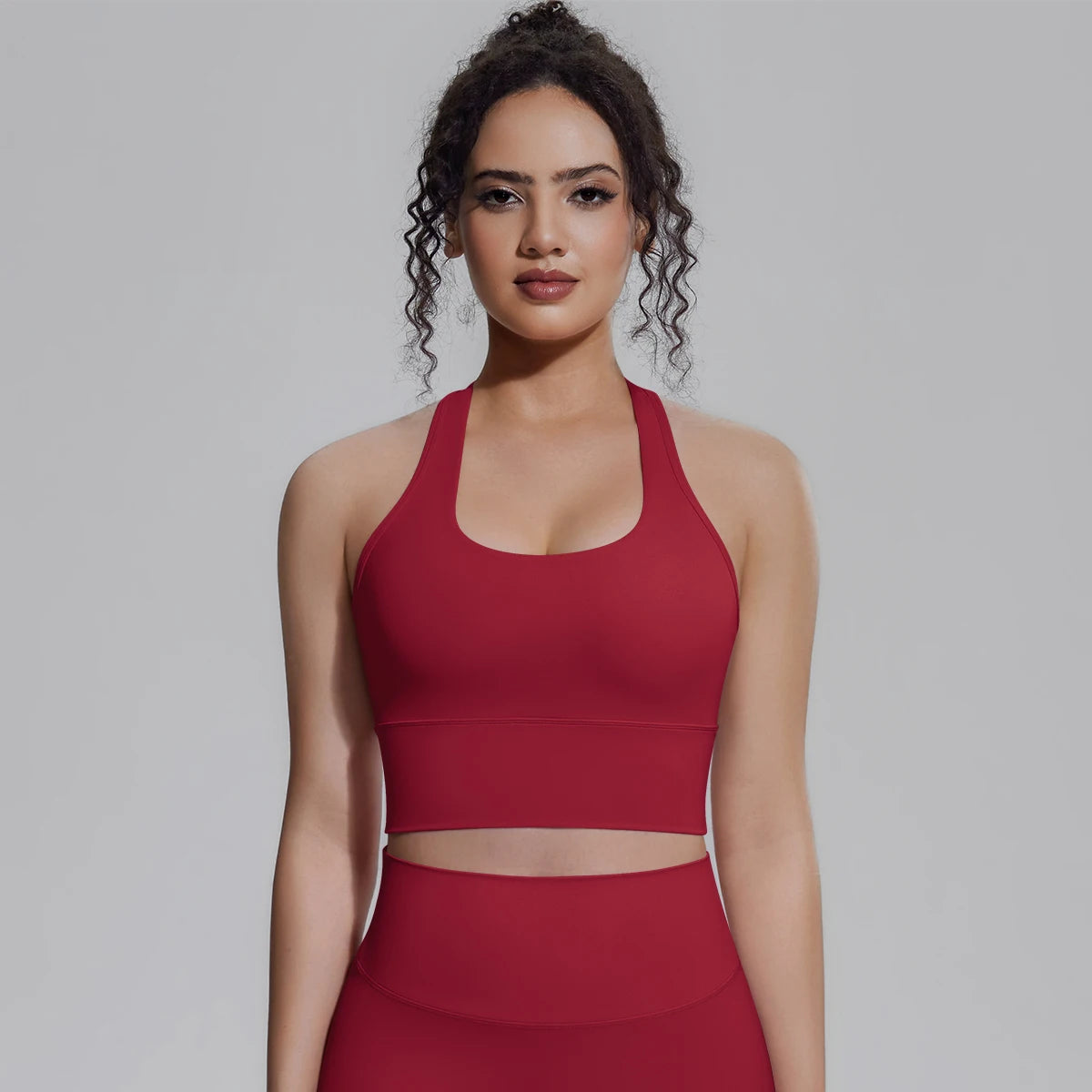Woman Workout Top Yoga Vest Solid Color Gather Shockproof Sports Bra Beautiful Back I-shaped Vest Gym Running Yoga Underwear