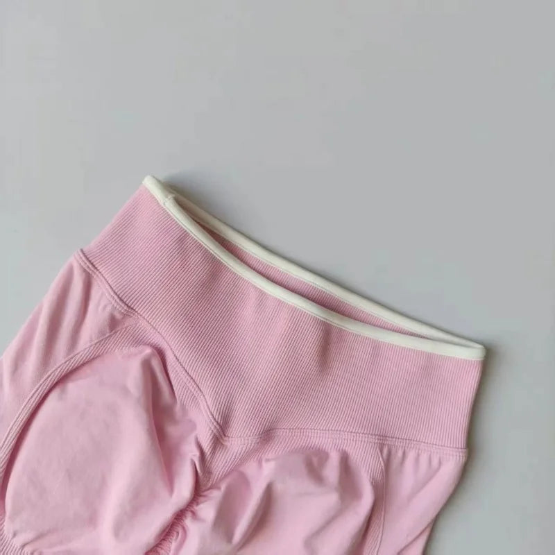 Women's High Waist Yoga Pants, Tummy Control Contrast Color Booty Leggings, Quick Dry Moisture Wicking Stretch Fitness Pants