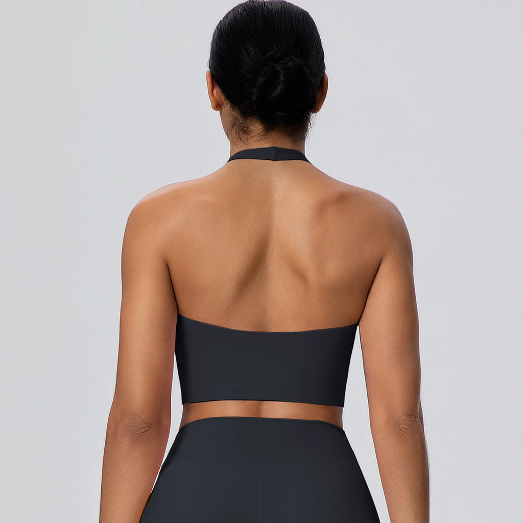 Summer Beautiful Back Hanging Neck Bra Woman Shockproof Workout Top Sports Underwear Yoga Vest with Chest Pad Sexy Women Bra