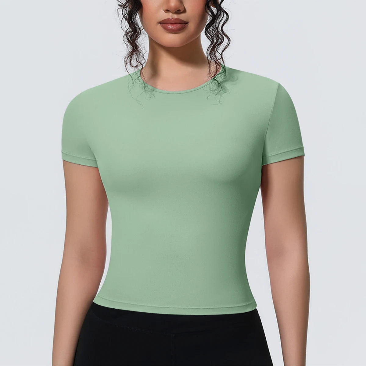 Hot Sale Summer Yoga T-shirt Running Shirts Solid Color Quick Drying Workout Top for Woman Short Sleeve Gym Sports Top