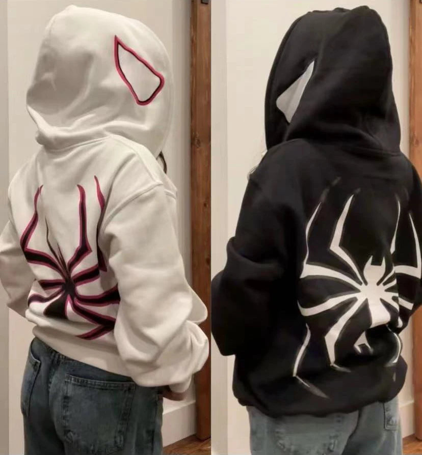 Harajuku Fashion Y2K Oversized Coat Personality Spider Print Women's