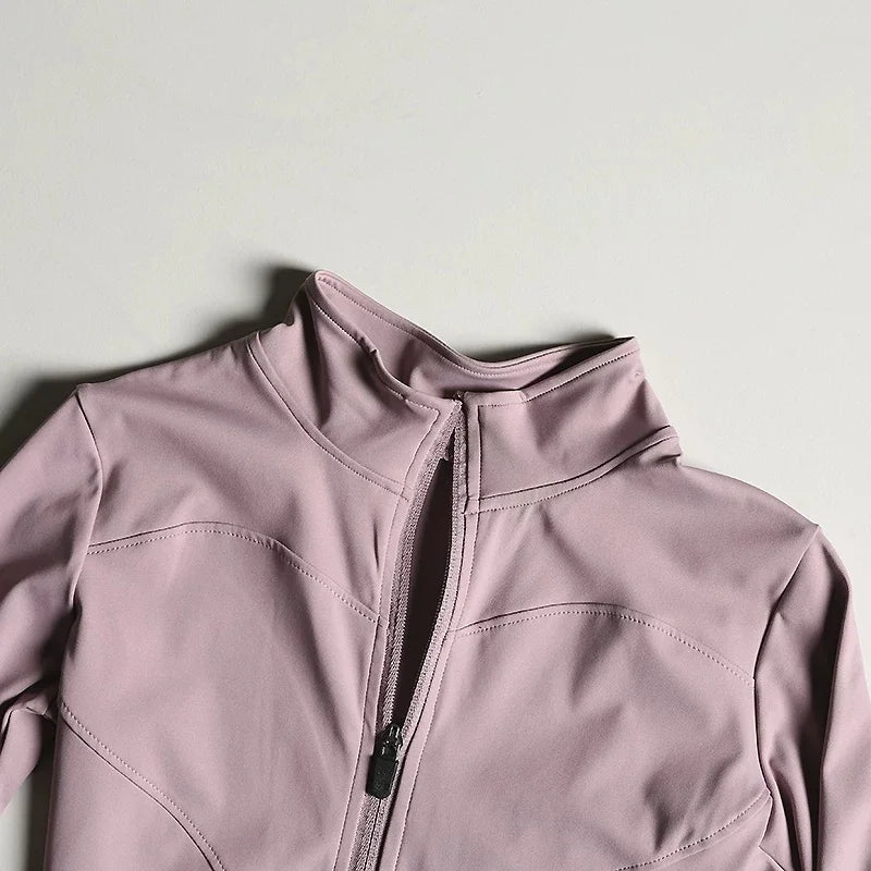 Women Slim Fit Yoga Jacket Quick Dry Zip Up Stand Collar Fitness Running Sports Top