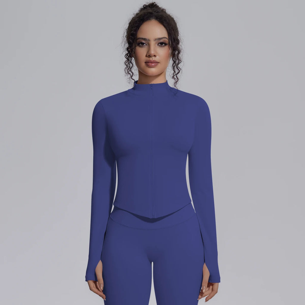 Yoga Long Sleeved for Woman 1PC Summer Running Shirts Solid Color Yoga Zipper Long Sleeves Zipper Jacket Women Fitness Yoga Top