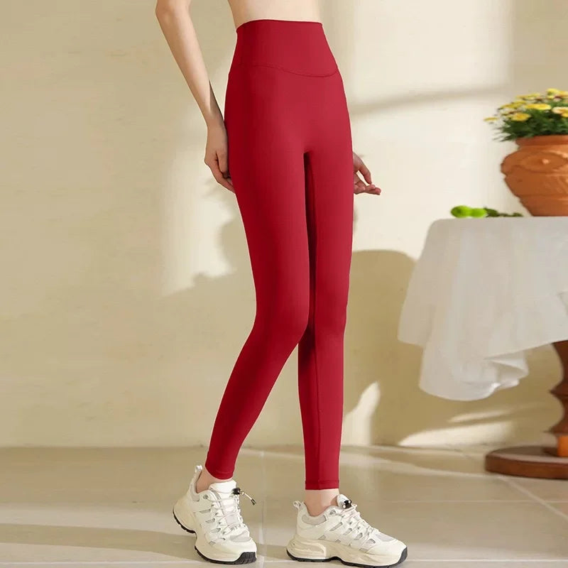 Women High Waist Yoga Leggings Nude Soft Breathable Tummy Control Skinny Pants Gym Running Pilates Fitness Sports Tights
