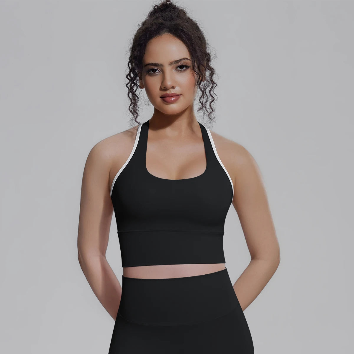 Woman Workout Top Yoga Vest Solid Color Gather Shockproof Sports Bra Beautiful Back I-shaped Vest Gym Running Yoga Underwear