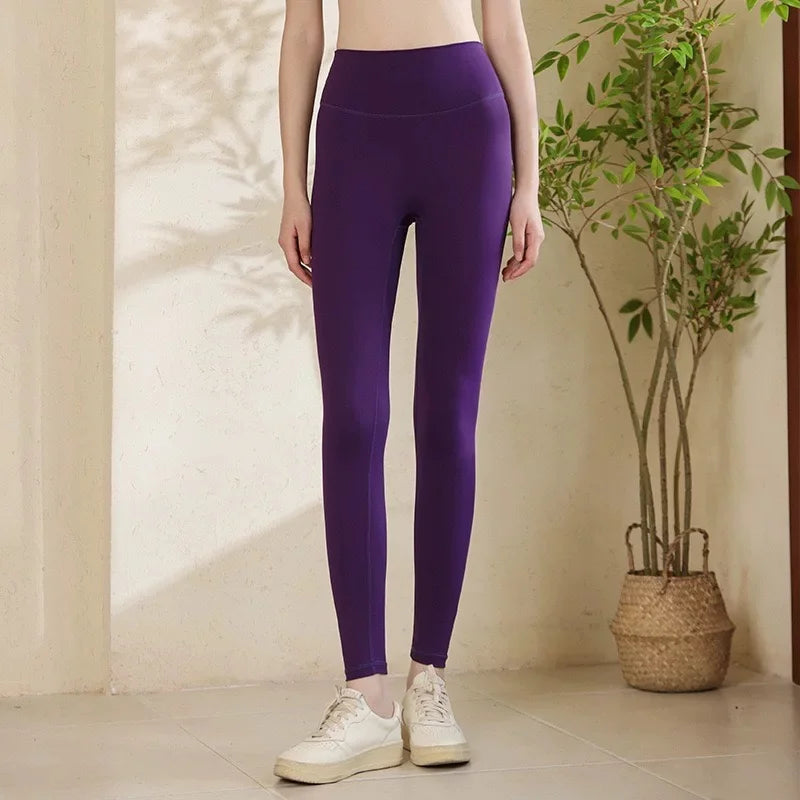 Women High Waist Yoga Leggings Nude Soft Breathable Tummy Control Skinny Pants Gym Running Pilates Fitness Sports Tights