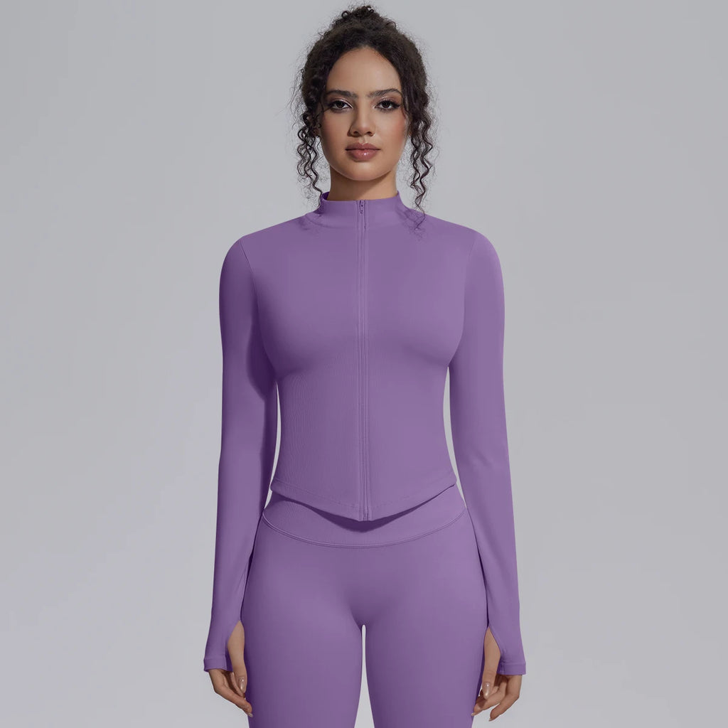 Yoga Long Sleeved for Woman 1PC Summer Running Shirts Solid Color Yoga Zipper Long Sleeves Zipper Jacket Women Fitness Yoga Top