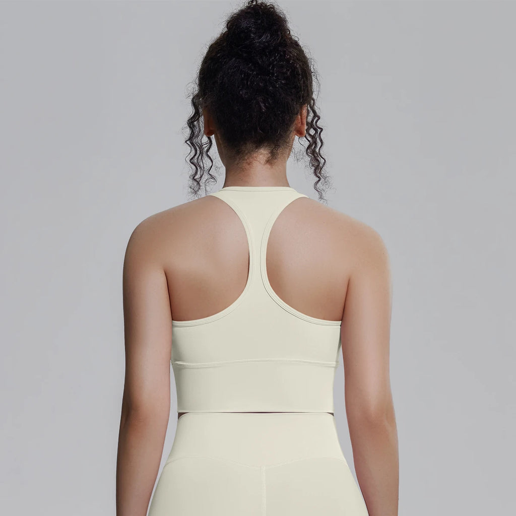Woman Workout Top Yoga Vest Solid Color Gather Shockproof Sports Bra Beautiful Back I-shaped Vest Gym Running Yoga Underwear