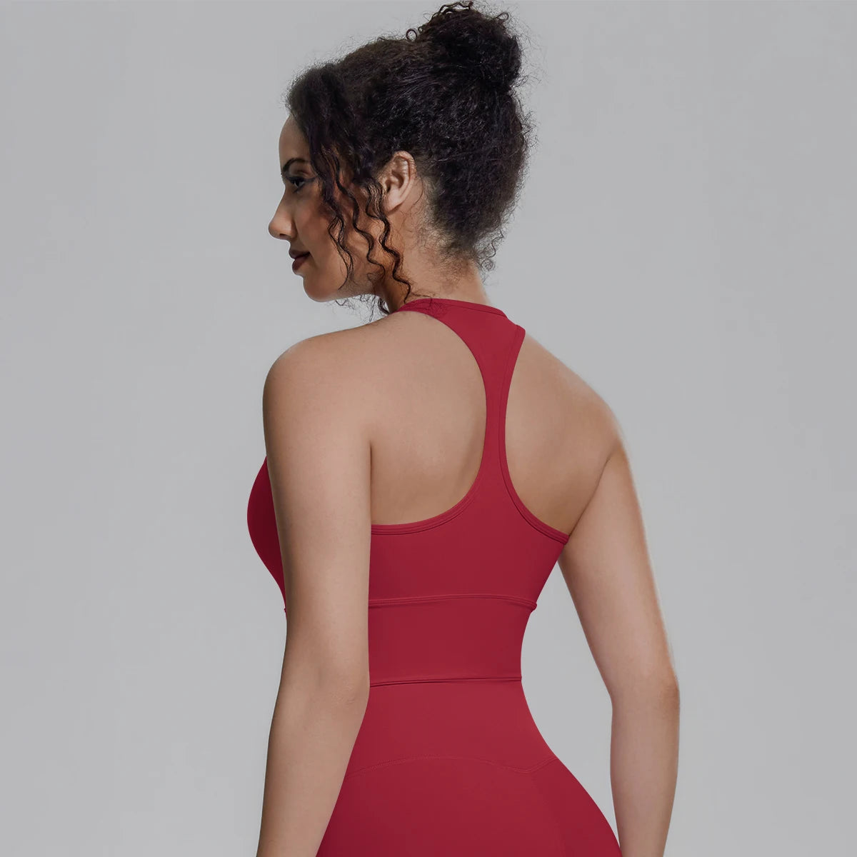Woman Workout Top Yoga Vest Solid Color Gather Shockproof Sports Bra Beautiful Back I-shaped Vest Gym Running Yoga Underwear