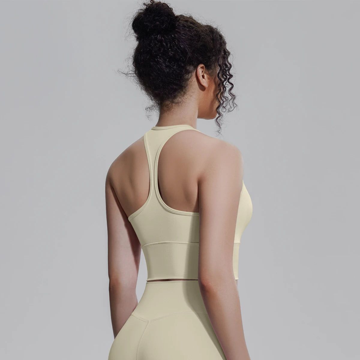 Woman Workout Top Yoga Vest Solid Color Gather Shockproof Sports Bra Beautiful Back I-shaped Vest Gym Running Yoga Underwear