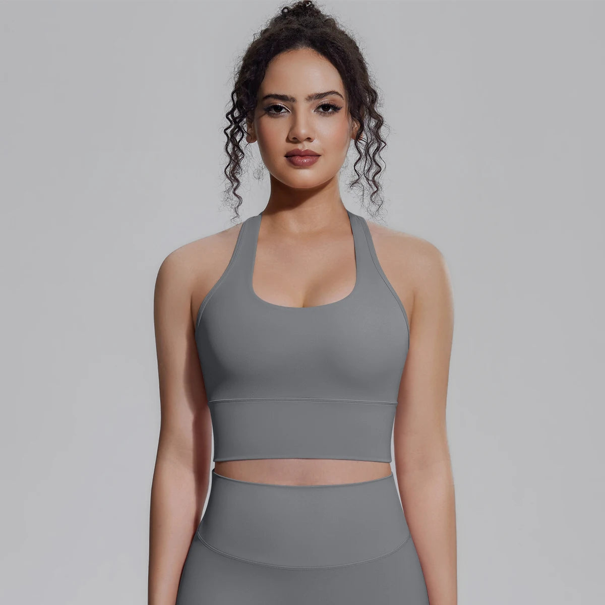 Woman Workout Top Yoga Vest Solid Color Gather Shockproof Sports Bra Beautiful Back I-shaped Vest Gym Running Yoga Underwear