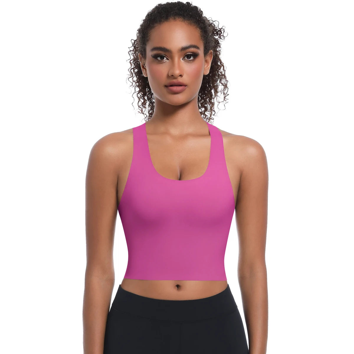 Solid Color Sexy Beautiful Back Yoga Vest Summer Gym Running Shockproof Workout Top Sports Seamless Cross Bra for Woman
