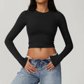 Women Yoga Shirts Crop Top Long Sleeves Shirts for Women Yoga  Long Sleeves Sports Fitness Top Push Up Gym Clothes Workout Tops