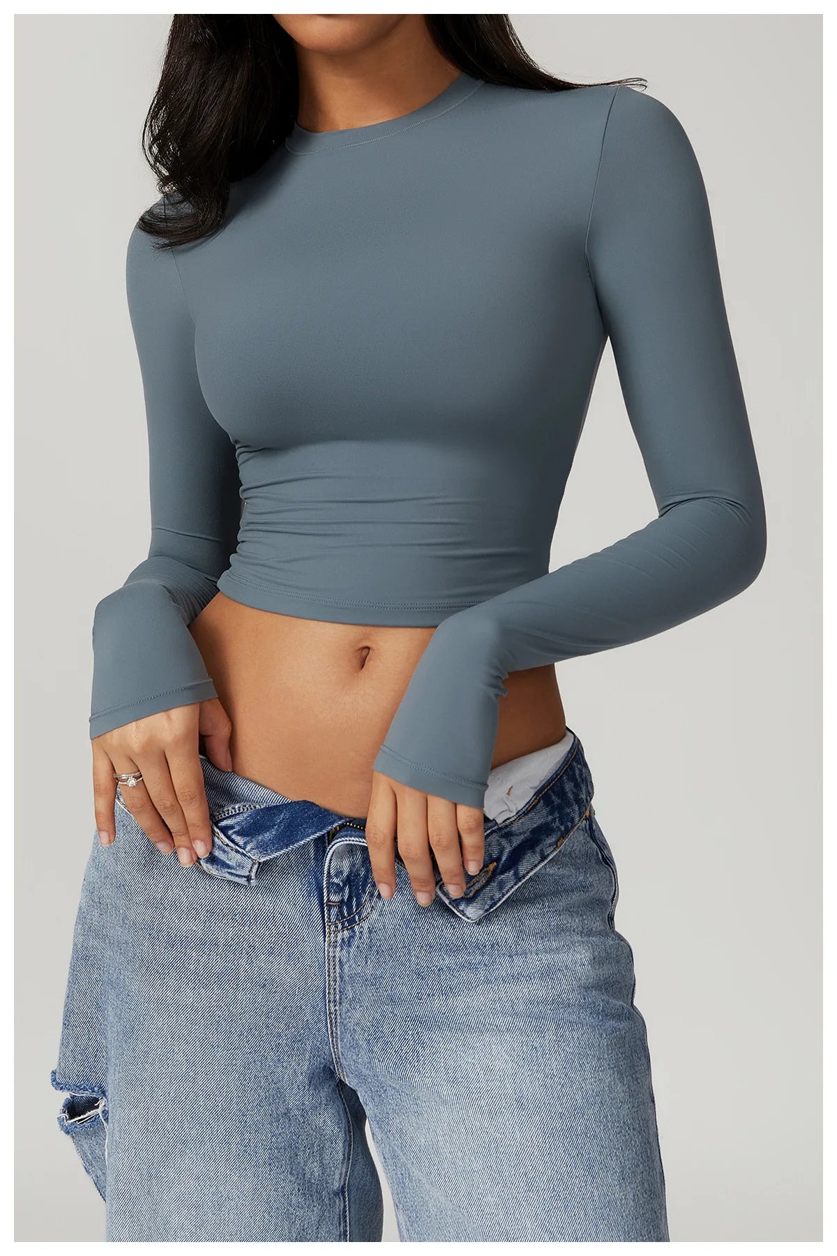 Women Yoga Shirts Crop Top Long Sleeves Shirts for Women Yoga  Long Sleeves Sports Fitness Top Push Up Gym Clothes Workout Tops