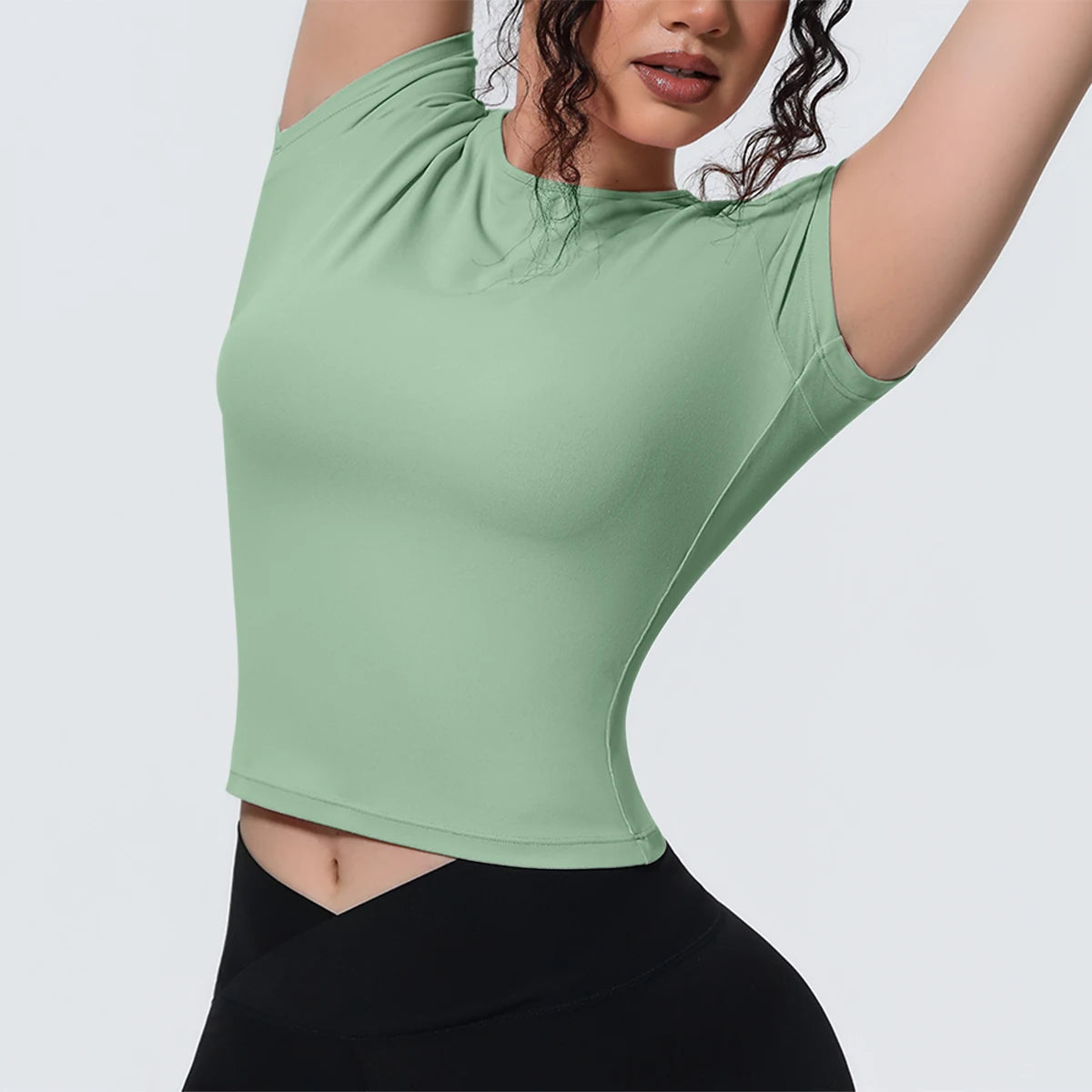 Hot Sale Summer Yoga T-shirt Running Shirts Solid Color Quick Drying Workout Top for Woman Short Sleeve Gym Sports Top