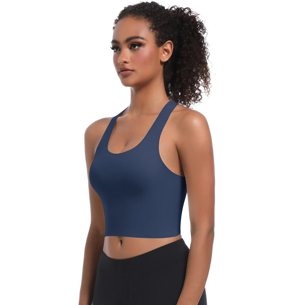 Solid Color Sexy Beautiful Back Yoga Vest Summer Gym Running Shockproof Workout