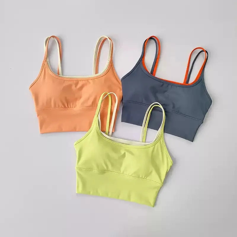 Women Push Up Yoga Bra Breathable Beauty Back Crop Top Wireless Sports Bra Short Vest for Running Gym Fitness Workout