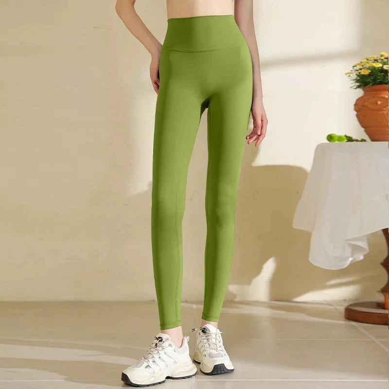 Women High Waist Yoga Leggings Nude Soft Breathable Tummy Control Skinny Pants Gym Running Pilates Fitness Sports Tights