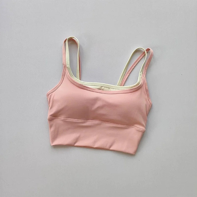 Women Push Up Yoga Bra Breathable Beauty Back Crop Top Wireless Sports Bra Short Vest for Running Gym Fitness Workout