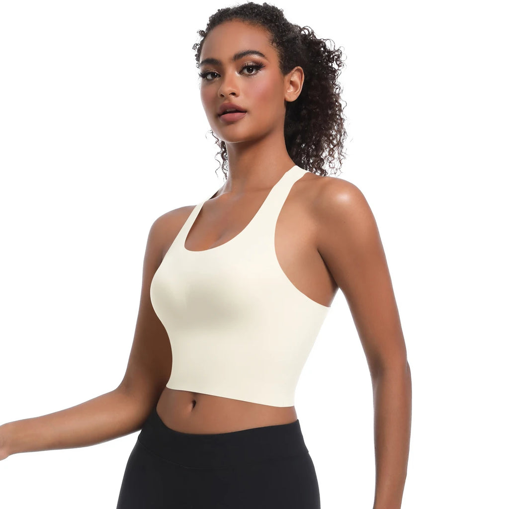 Solid Color Sexy Beautiful Back Yoga Vest Summer Gym Running Shockproof Workout