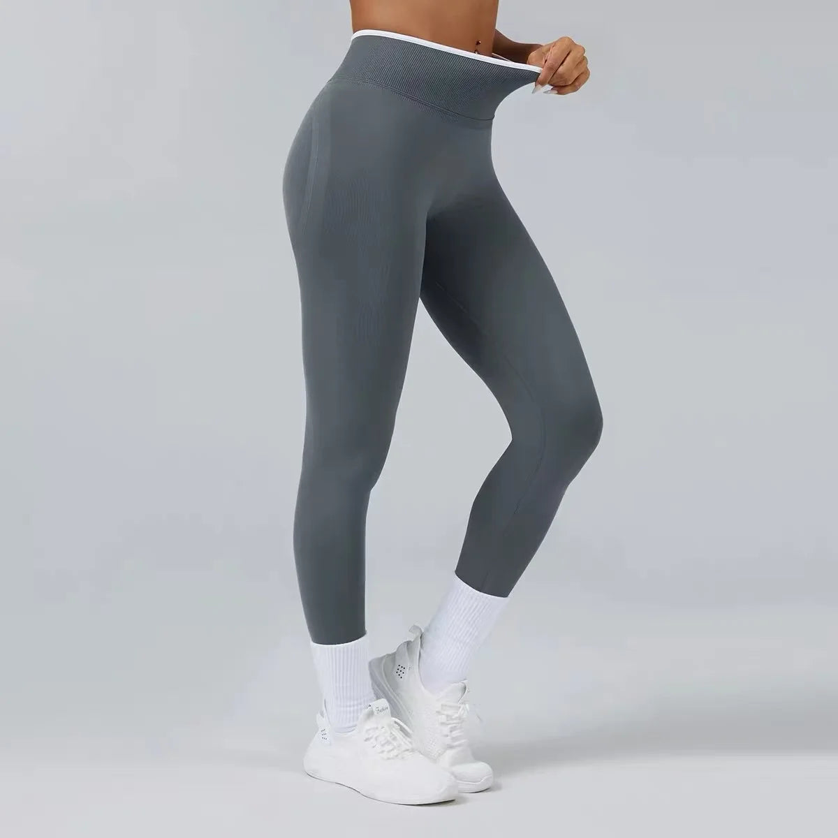 Women's High Waist Yoga Pants, Tummy Control Contrast Color Booty Leggings, Quick Dry Moisture Wicking Stretch Fitness Pants