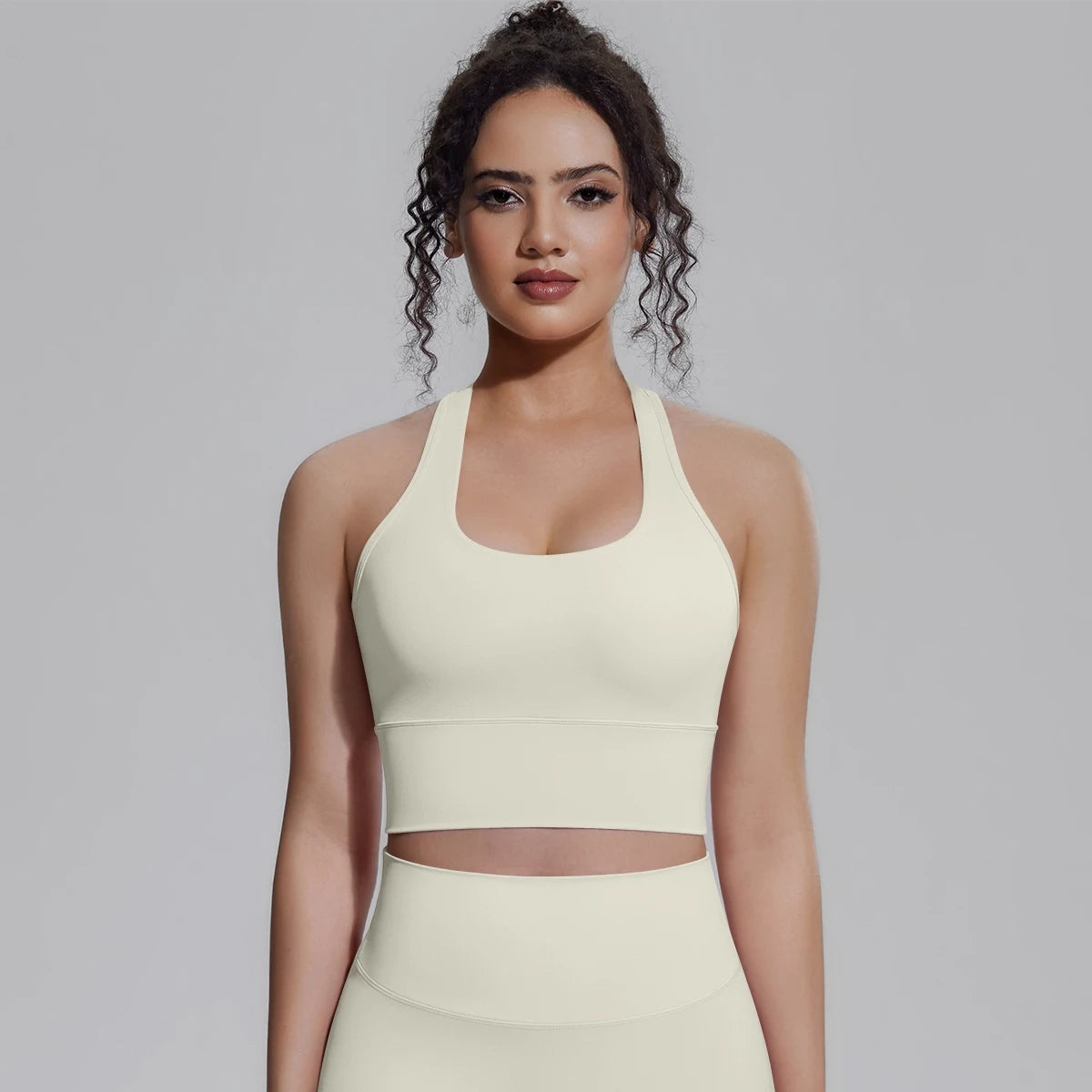 Woman Workout Top Yoga Vest Solid Color Gather Shockproof Sports Bra Beautiful Back I-shaped Vest Gym Running Yoga Underwear