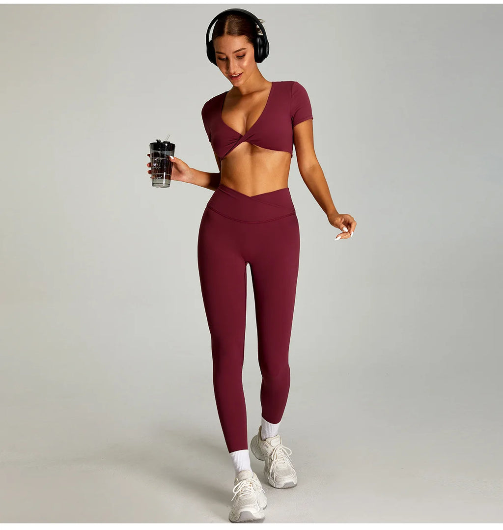 Sexy Sports Shirts Breathable Short Sleeves Workout Tops Fitness Female Backless Yoga Clothing Sport Crop Tops Women Gym Top