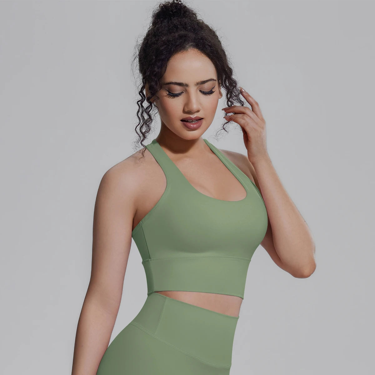 Woman Workout Top Yoga Vest Solid Color Gather Shockproof Sports Bra Beautiful Back I-shaped Vest Gym Running Yoga Underwear