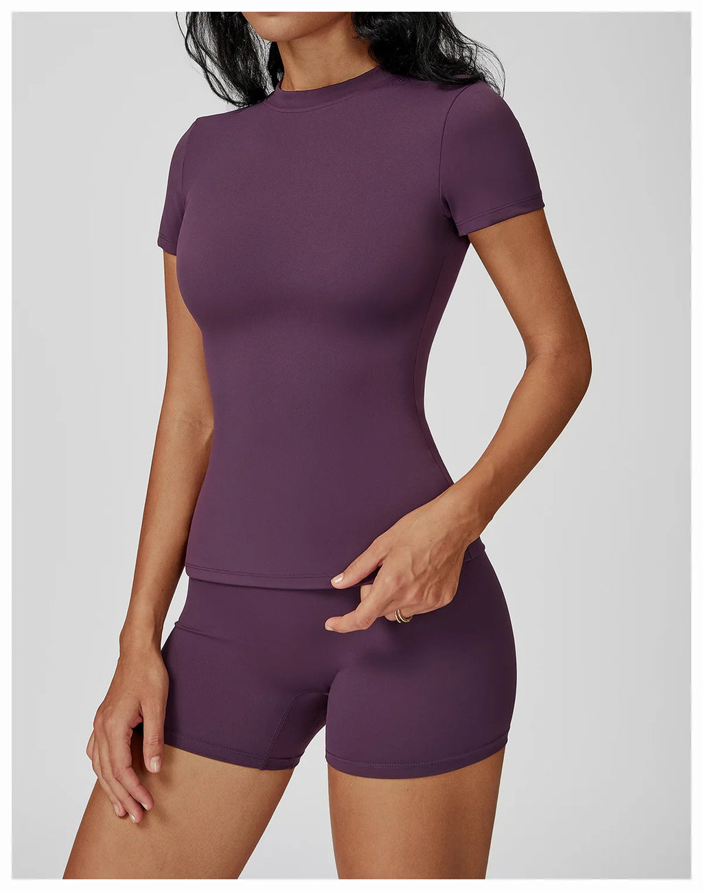 JUREN Yoga Shirts Women Top Quick Dry Running Tops Tights Push Up Workout Gym Clothe Female Short Sleeve Fitness Sports T-Shirts