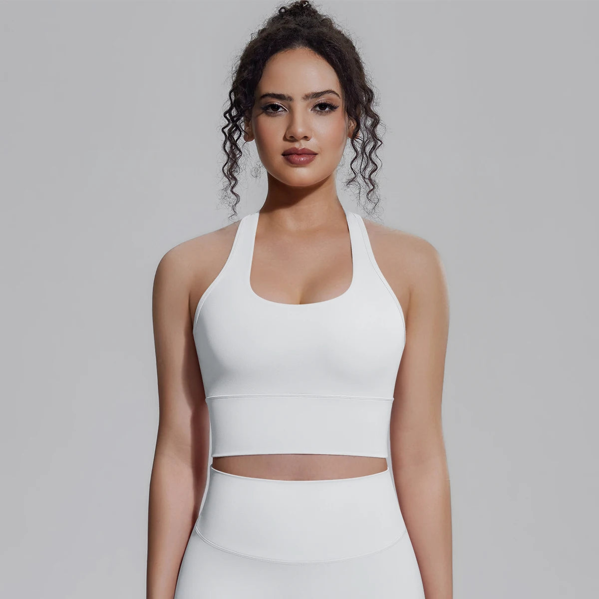 Woman Workout Top Yoga Vest Solid Color Gather Shockproof Sports Bra Beautiful Back I-shaped Vest Gym Running Yoga Underwear