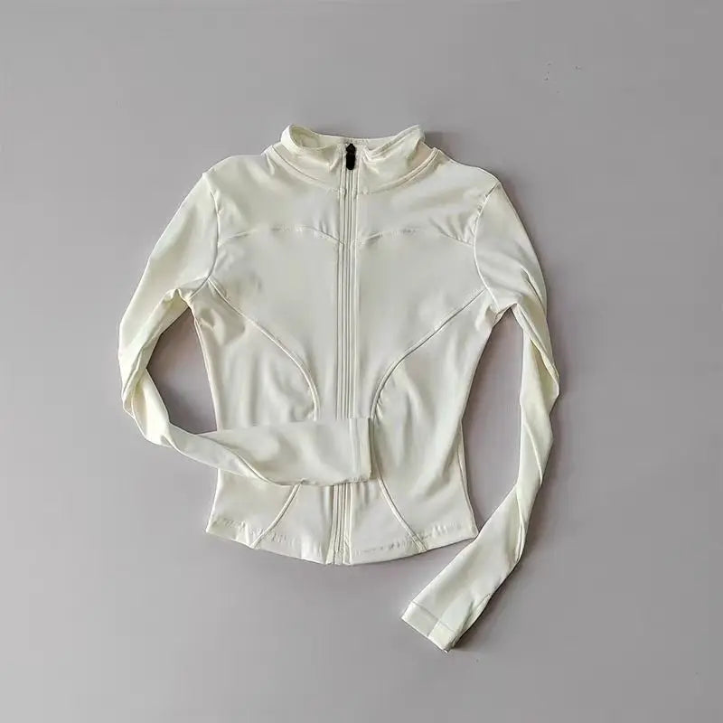 Women Slim Fit Yoga Jacket Quick Dry Zip Up Stand Collar Fitness Running Sports Top