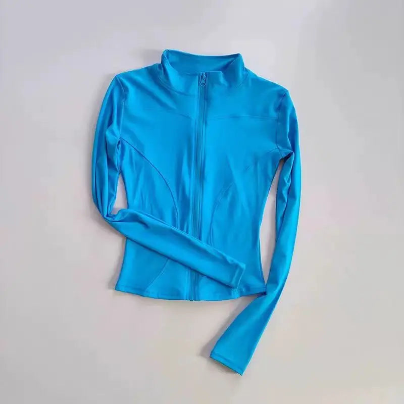 Women Slim Fit Yoga Jacket Quick Dry Zip Up Stand Collar Fitness Running Sports Top