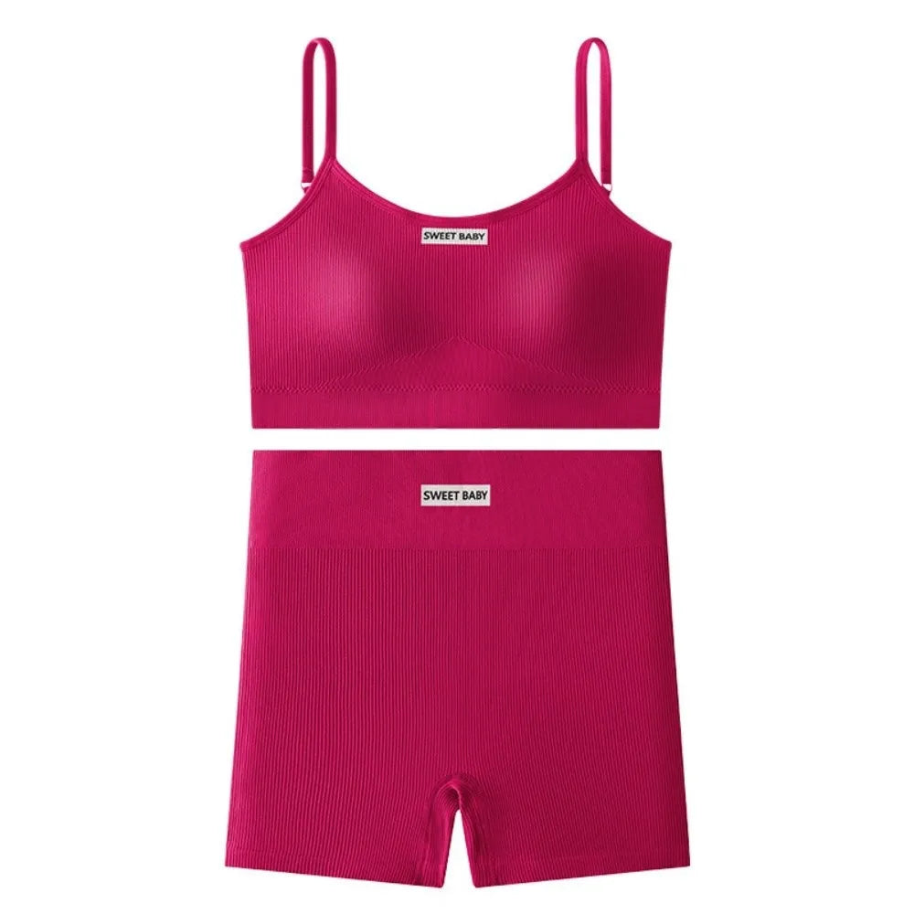 Super Stretchy Women's Sports Clothing Set Sportswear Sleeveless Vest Underwear Shorts Pants Kit Slim Fit Short