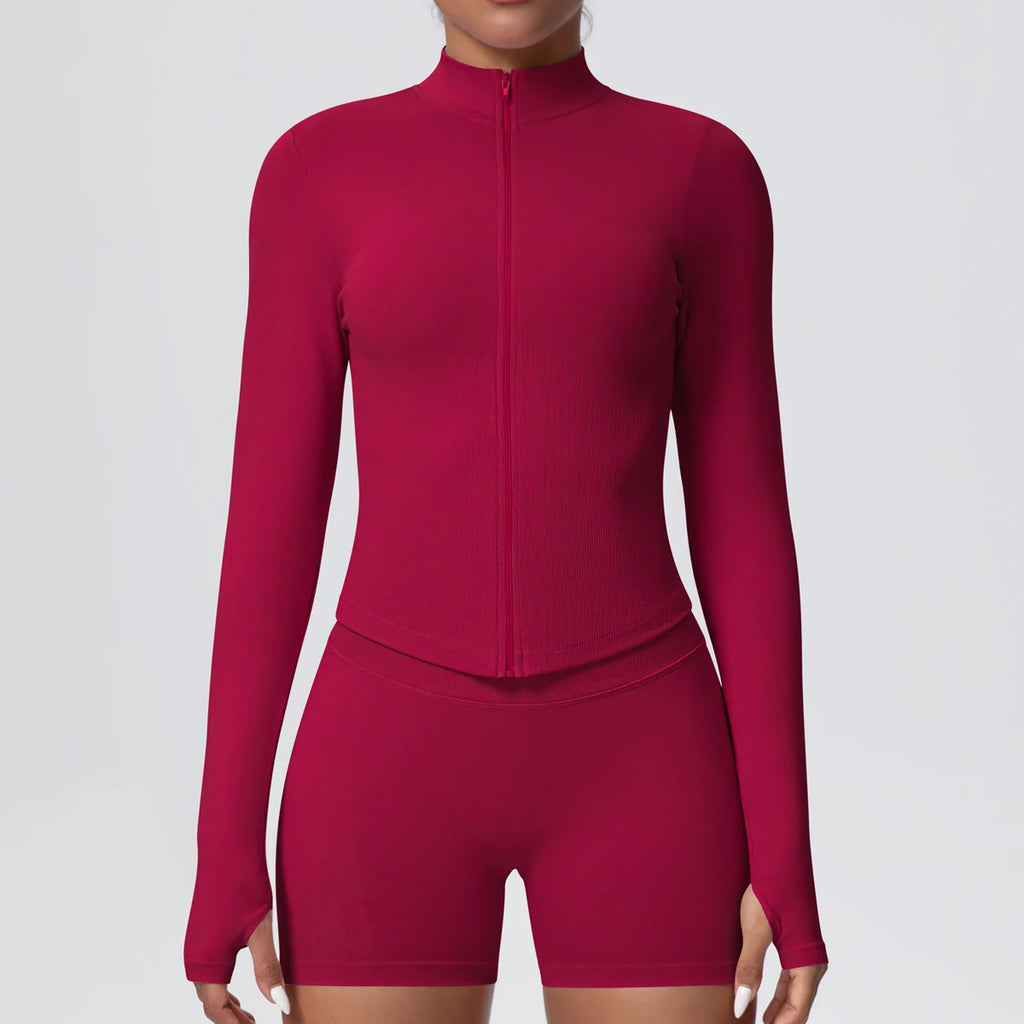 Yoga Long Sleeved for Woman 1PC Summer Running Shirts Solid Color Yoga Zipper Long Sleeves Zipper Jacket Women Fitness Yoga Top
