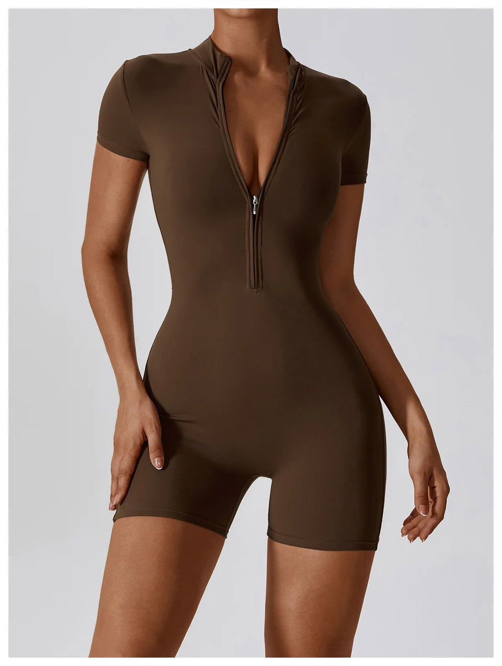 Yoga Boilersuit Long Sleeved Women's Sportswear Gym Zipper Jumpsuits Workout High-intensity Fitness One-piece Skin-tight Garment