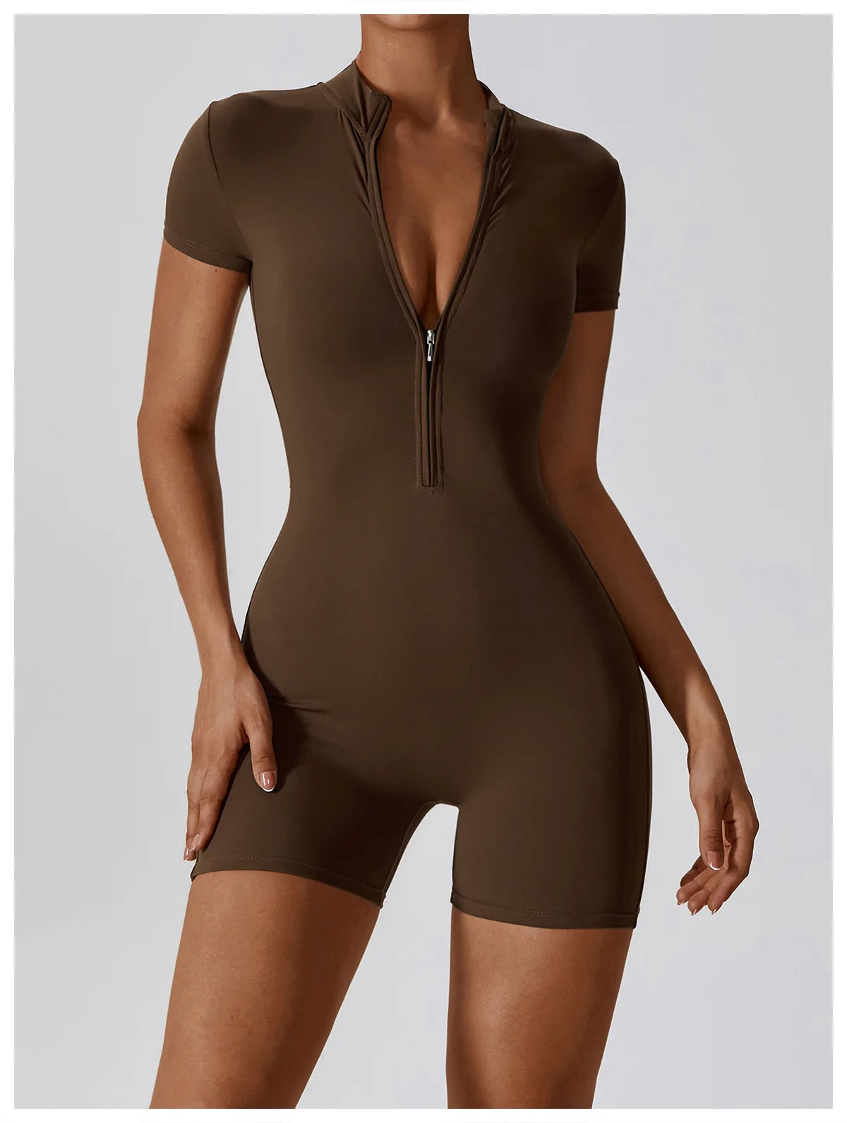 Yoga Boilersuit Long Sleeved Women's Sportswear Gym Zipper Jumpsuits Workout High-intensity Fitness One-piece Skin-tight Garment